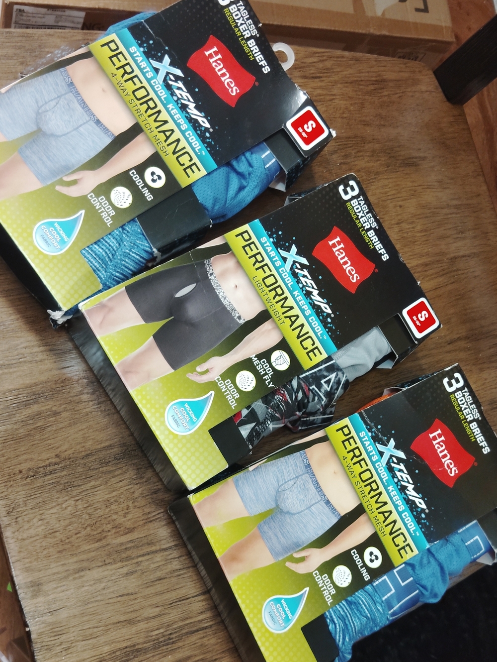 Hanes X-Temp Performance Men’s Boxer Briefs - Blue, Gray, Black - 3-Pack